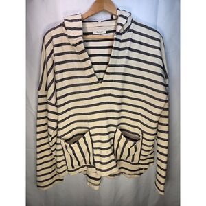Madewell Context Sweatshirt Womens M Striped Hooded Coastal Beachy Pullover